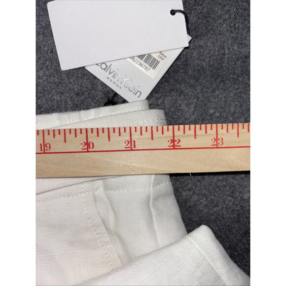 NWT Calvin Klein Sz 20W White Linen Blend Lined Womans Pants Size Wide Leg NWT - Picture 5 of 9